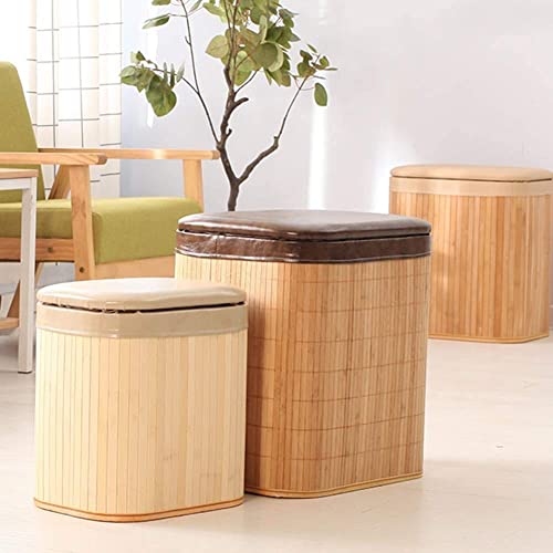 Pouf assis rangement en bambou pour désencombrer le salon - 2