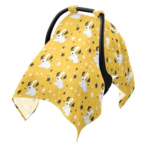 Stroller Sun Shade Cover Fit Stroller Blackout Cover, Protects from Dust and Snow Yellow Playful Cute Puppy