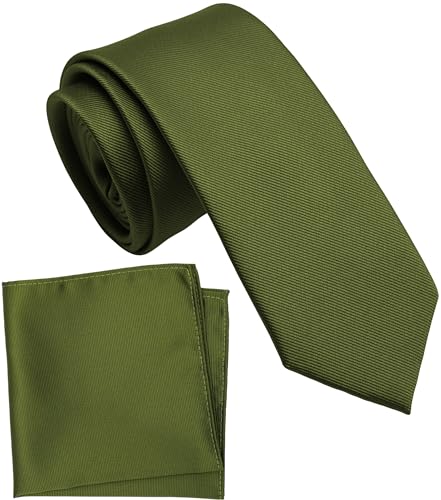 Image of Boy's Solid Tie with Pocket Square Set, Regular Necktie for Children and Kids, Self-Tied