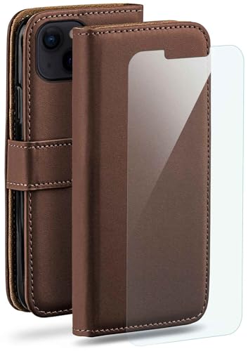 Étui iPhone 14 Plus moex anti-rayures étui cuir marron avec film inclus