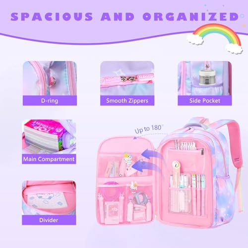 3PCS SET kids backpacks for girls, bookbag for girls backpack with lunch box Pencil Pouch Set back to school supplies for Kid, school backpack for girl Elementary School Student(PURPLE) 3PCS SET kids backpacks for girls, bookbag for girls backpack with lunch box Pencil Pouch Set back to school supplies for Kid, school backpack for girl Elementary School Student(PURPLE) - Image 3