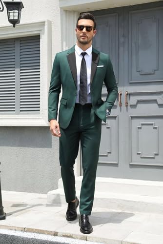 SUZHIMO Men's 2 Piece Suits Slim Fit Suits for Men 2 Button Notched Lapel Blazer Pants Suit for Wedding Prom2