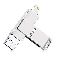 iDiskk 128GB MFi Certified Photo Stick for iPhone Flash Drive for iPhone 14/14 pro/13/13 pro/12/12 mini/12 pro max/11/11 pro/XR/X/XS for iPad,MacBook / PC Photo Storage for iOS iPhone Memory Stick