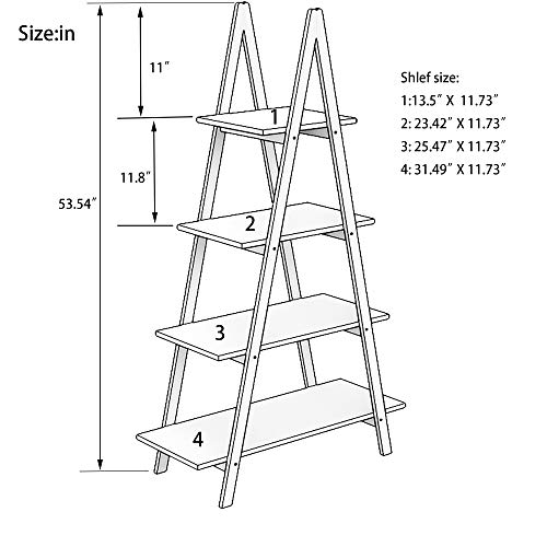 GDFStudio 4-Tier Bamboo Ladder Shelf Bookcase, A-Frame Display Bookshelf with Open Storage Shelves, Freestanding Plant Stand & Organizer for Living Room Bedroom Office, Space-Saving Modern Rack - Image 2