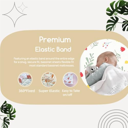 Image of 4 Pack Bassinet Fitted Sheets 18 inch x 30 inch Fit for Halo BassiNest Swivel Sleeper and 4moms Mamaroo Sleep, Soft and Skin-Friendly, Pink