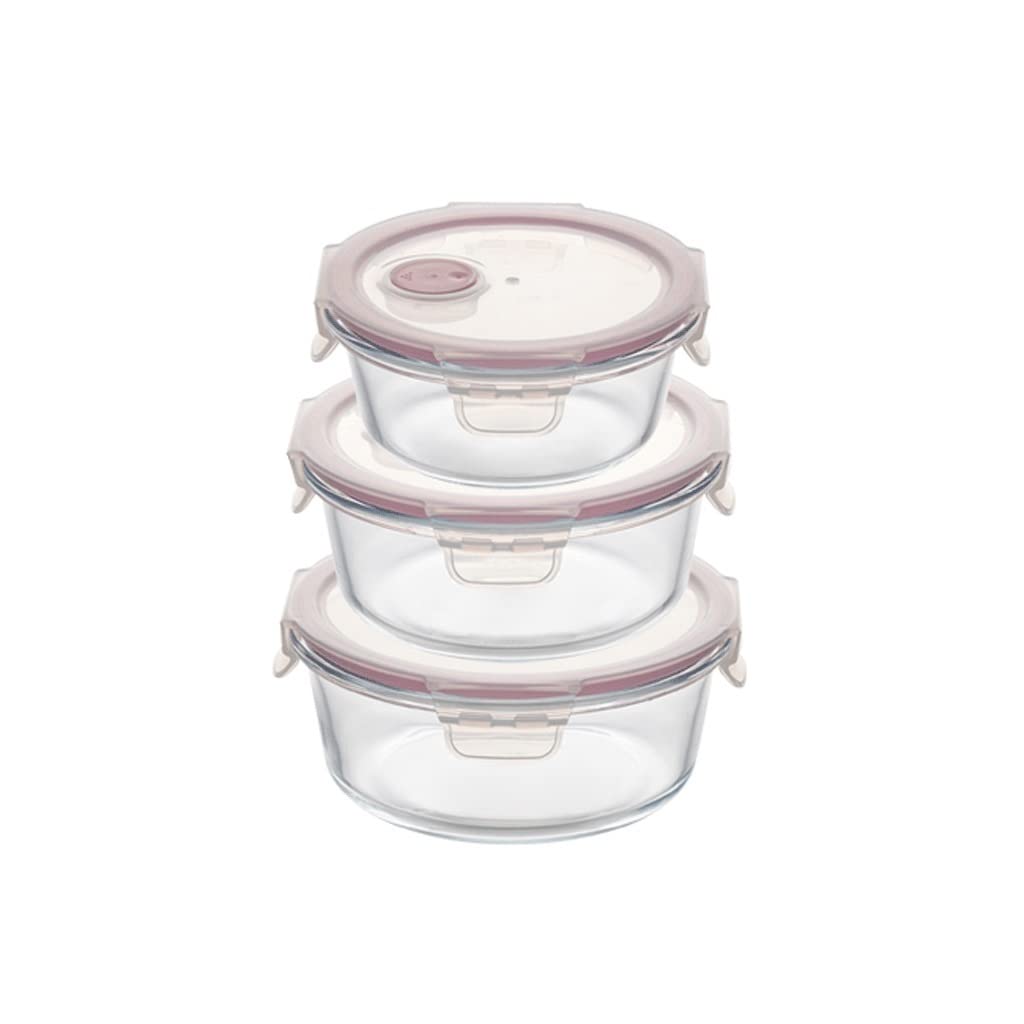 Contoises Définir des conteneurs de stockage avec des couvercles hermétiques 3 PCS Conteneurs de préparation en verre hermétique, conteneurs à lunch for micro-ondes Convient pour les céréales, les sna