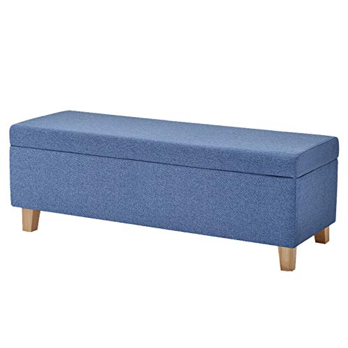 Caja de almacenamiento otomana plegable grande con patas de madera, color beige, silla cuadrada multifuncional con tapas extraíbles, 120 x 40 x 42 cm