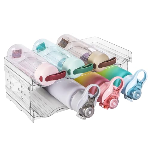 Comius Sharp Portabotellas Apilable, Organizador de Botellas de Agua Acrílicas Tiene Capacidad para hasta 8 Botellas, Refrigerador con Portabotellas para Cocina, Oficina, Armarios
