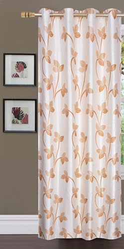 Image of Premium Curtains for Living Room & Bedroom | 5ft Long Window Parda| Heavy Fabric | Designer Drapes (Set of 1 Pcs, Gold Colour)