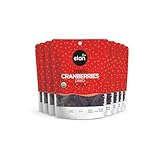 Elan Organic Dried Cranberries, Whole Dried Cranberries, No Sulphites, No Fat, Non-GMO, Vegan, Gluten-Free, Kosher, Dried Fruits, Healthy Snacks, 8 pack of 6.2 oz