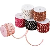 Taille:Corde en faux daim style punk rock d'environ 5mm de large, épaisseur de 2.5mm, environ 5.46 yard (5 m)/rouleau, 1 rouleau/ couleur, 6 rouleau/32.76 mètres au total, 6 couleurs