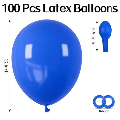 Image of 100pcs Royal Blue Latex Balloons 12 inch Matte Dark Blue balloon | Helium Compatible, Birthday Graduation Baseball Nautical Bachelorette Patriotic Gender Reveal, Party Decorations