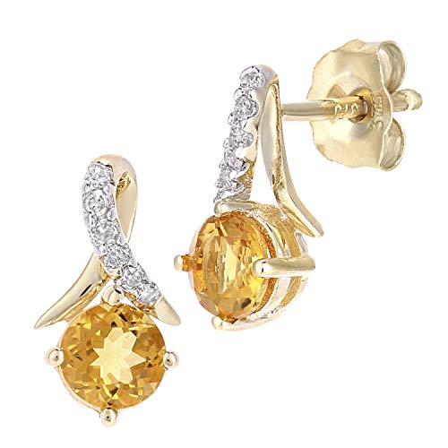 Preisvergleich Produktbild Naava - 9 k (375) Gelbgold Rundschliff gelb Citrine Diamant