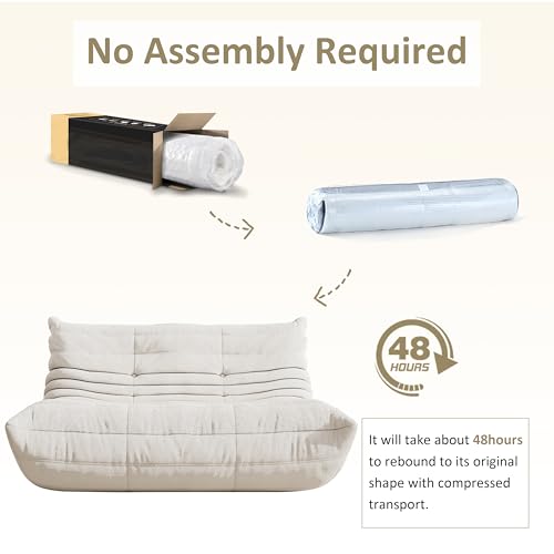Image of Bean Bag Chair, Cozy Memory Foam Bean Bag Chairs for Adults, Comfy Fireside Accent Chair Lazy Floor Chair for Gaming Bedroom Living Room (White, Loveseat)