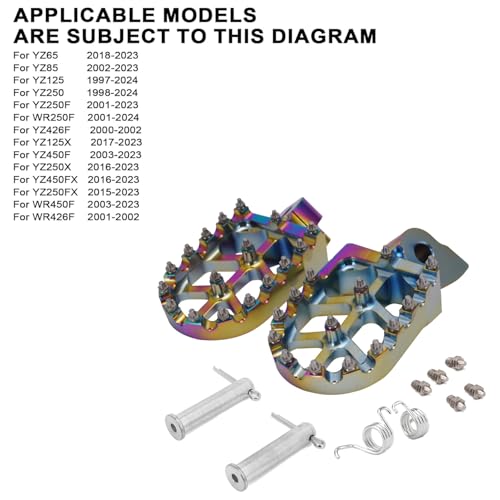 Image of JFG RACING Dirt Bike Foot Pegs,Enamelling CNC Rest Pedal Footpegs for YZ65 18-23 /YZ85 02-23 / YZ125 97-23 /YZ250 98-23 /YZ250F WR250F 01-23 /YZ450F WR450F 03-23 /YZ125X 17-23 /YZ250X YZ250FX YZ450FX WR426F