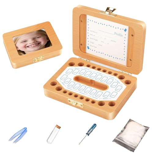 THAIYXFOEV Baby Tooth Keepsake Box, Tooth Fairy Tooth Holder for Kids Tooth with Photo Frame,tooth fairy box for Lost Teeth to Kids,gifts for Newborn Baby Birthday and Shower Gift