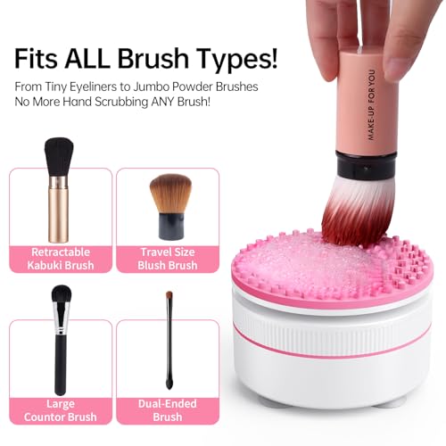 Norate Makeup Brush Cleaner, Electric Makeup Brush Cleaner Machine, Deep Clean Removes Residue from Makeup Brushes, Stocking Stuffers Christmas Gifts for Women Mom Teen Girls - Thumbnail 4