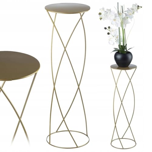 HowHomely Gold Blumenständer Metall 70 cm Hoch - Solider und Robuster Blumenhocker mit Eleganter Design - Moderner Pflanzenständer zur Dekoration Innenräumen