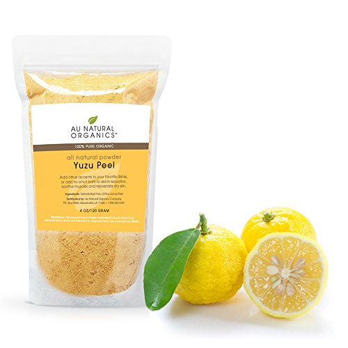 Yuzu Citrus Peel Powder by Au Natural Organics | Japanese Lemon Bath Salts | Improve Blood Flow Treatment | Luxurious Muscle Relaxer | Organic Sauce Spice for Asian Cuisine | 120grams