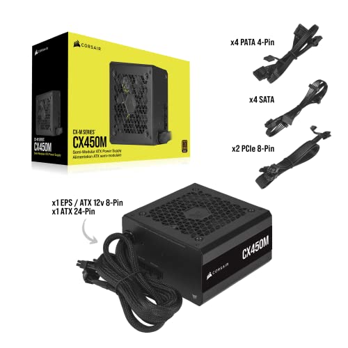 Image of Corsair CX-M Series, CX450M, Modular Power Supply, 80 Plus Bronze