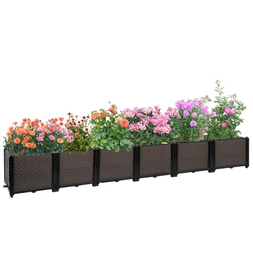 Large Raised Planter Box Outdoor Self Watering 94.4'x15.7'x14.2', Deep Raised Garden Bed - Elevated Garden Box with Drainage Plug, Rectangular Garden Planter Perfect for Patio Balcony Deck