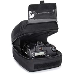 Maletin Para Camara Nikon USA Gear Funda Cámara de Fotos Reflex Carcasa rígida y Estuche para Objetivos con Zoom de EVA, Interior Acolchado, Presilla para cinturón y asa de Caucho - Compatible con Nikon, Canon, Sony y más