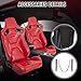 2PCS Reclinable Universal Automotive Racing Seats for Cars with PVC Leather Adjustable Racing Bucket Seats with Dual Sliders,180° Adjustment,Driver and Passenger Side RED