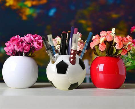 Tellme Soccer Pen Holder For Desk, Football Pencil Cup, Cute Creative Desktop Storage Case, Gifts For Kids (Black) #TOP1