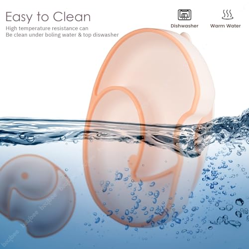 Image of BAYBEE Elephant Silicone Divided Baby Plate with 2 Training Spoons | Baby Feeding Set for Toddlers & Kids | Suction Plate and Spoon Combo for Boys & Girls | Tableware Set for Boys & Girls (Orange)