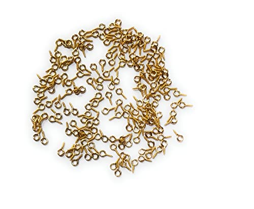 Image of 100 Pieces Small Screw Eyes Pin Hook T pin for Resin Jewellery, Bookmark and Other Handmade Jewellery (Golden)
