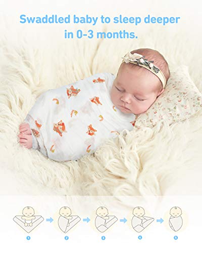 image for Babebay Baby Muslin Swaddle Blanket, 3-Pack Unisex Bamboo Swaddle Blan