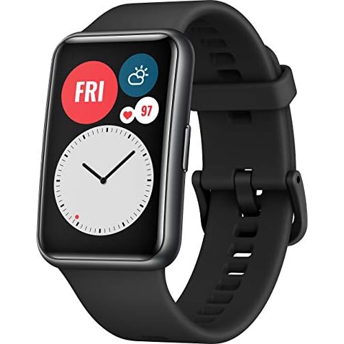 HUAWEI WATCH FIT Smartwatch, 1,64 Zoll AMOLED-Display, Quick-Workout-Animationen, 10 Tage Akkulaufzeit, 96 Trainingsmodi, GPS, 5ATM, SpO2-Sensor, Herzfrequenzmessung, Graphit Black