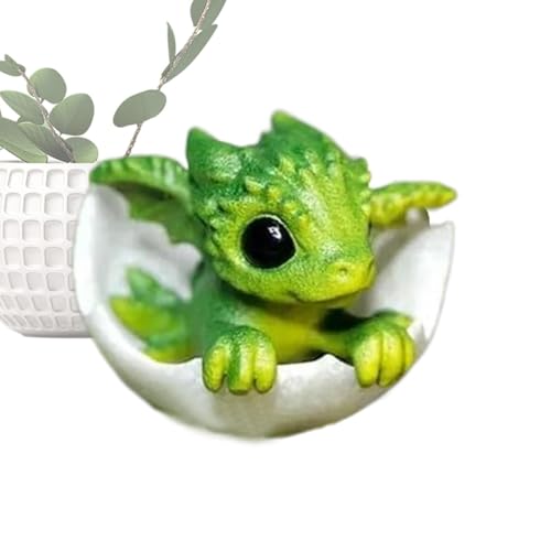 Générique dragon dans l’œuf, Petit bébé dragon dans la Statue de coquille d’œuf, Figurine réaliste mignonne, Ornement de bureau pour chambre à coucher, salon