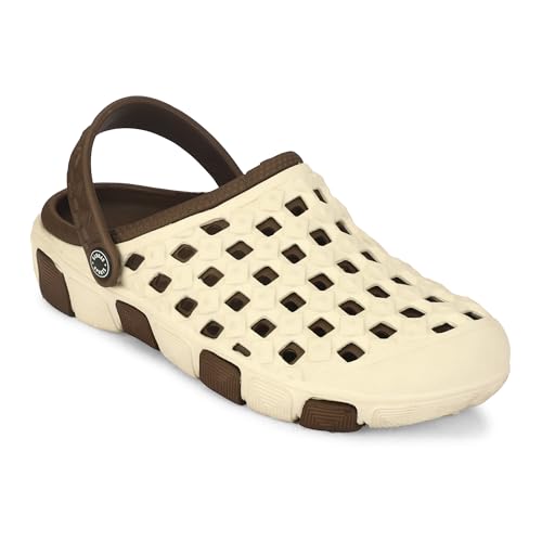Image of Inklenzo Men's Sandals Clogs Mules for Men & Boys - Cream Comfortable, Extra Soft, Lightweight, Non-Slip, Waterproof, Adjustable Back Strap, Stylish, Classic, Casual, Everyday Mules