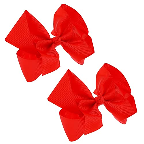 Molain Ribbon Hair Bows Clips 2 Pcs 6 Inch Red Ponytail Holder Cheerleading Big Hairpin Christmas Children's Day Easter Present Decorative Valentines Day Hair Accessory Headpiece Headwaer Girl Women #TOP23