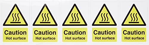 Set de 5 pegatinas de advertencia - Caution Hot Surface - 4,8 cm x 6,7 cm Cover