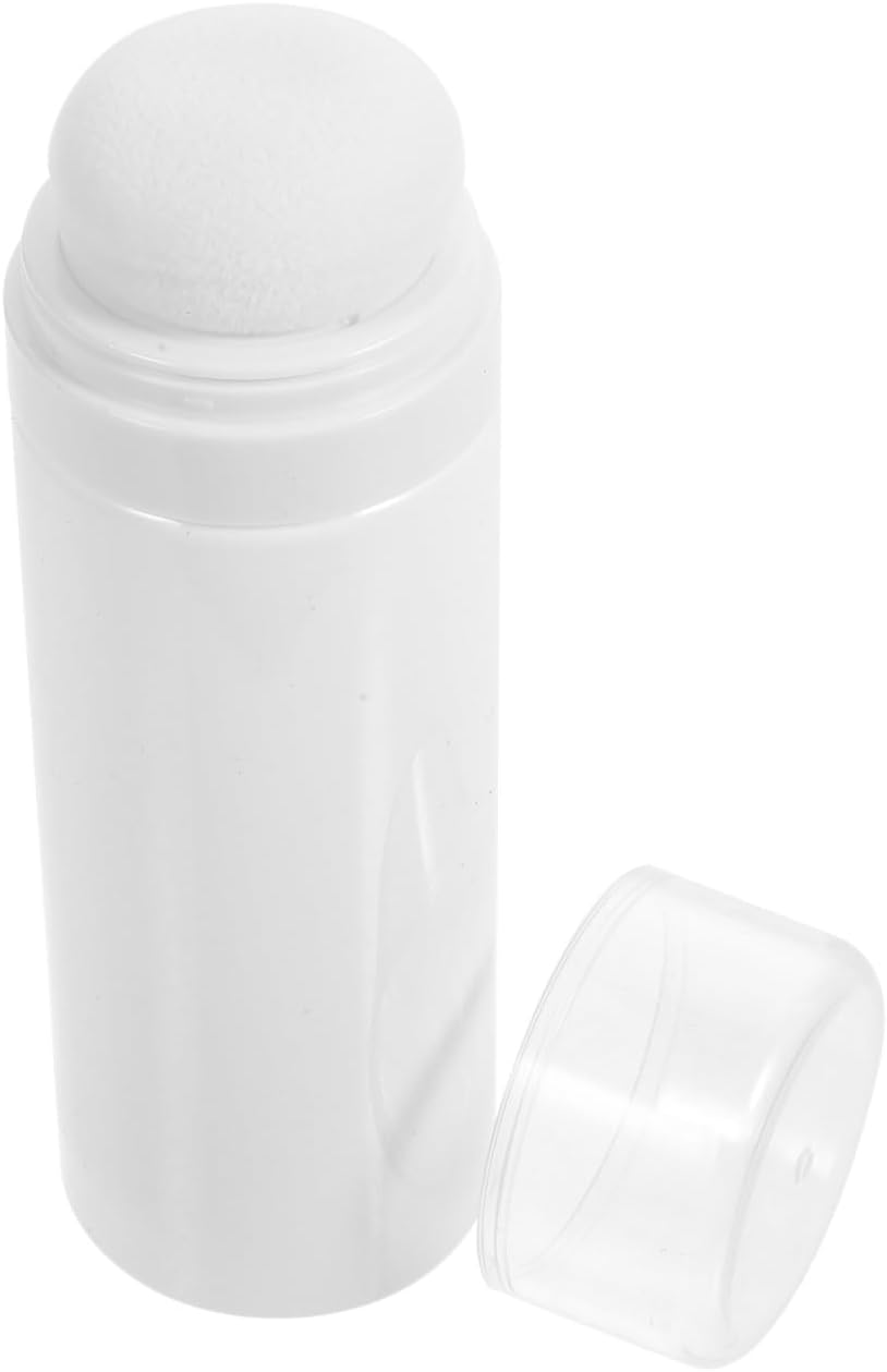 FENICAL Travel Baby Powder Dispenser Bottle, Refillable Talcum Powder Empty Bottle Portable Makeup Puff Case with Sifter Resuable Baby Puff Jar Safe Materials for Soft Skin, Random Color Lid