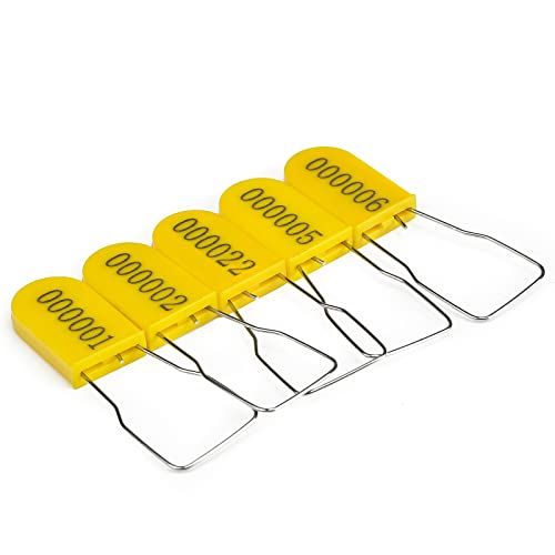 Image of 1000PCS Plastic Padlock Security Seals Metal Wire Padlocks Electric Meter Seal Disposable Anti-Tamper Lock Numbered Anti Tamper Tag Hasps Yellow