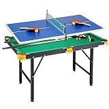 MESA DE PISCINA TABLETOP: esta mesa de billar plegable y plegable de 120X63X59-85CM, mesa de ping-pong, mesa de billar de escritorio es una réplica en miniatura perfecta del clásico juego diseñado para ofrecer horas de diversión para toda la familia, este mini juego de mesa de billar portátil es el ideal Tamaño de ahorro de espacio, sus hijos y usted pueden jugar en cualquier habitación de la casa.