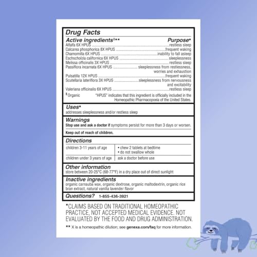 genexa sleepology for children  60 tablets  certified organic amp non-gmo melatonin-free physician formulated homeopathic  sleep aid for children