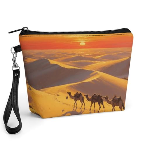 Bolsa de maquillaje de piel sintética de alta calidad, neceser con cremallera y asa suave