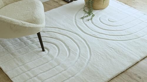 Tapis moderne blanc gaufré haut de gamme rugsx Curvy Arches 140x190