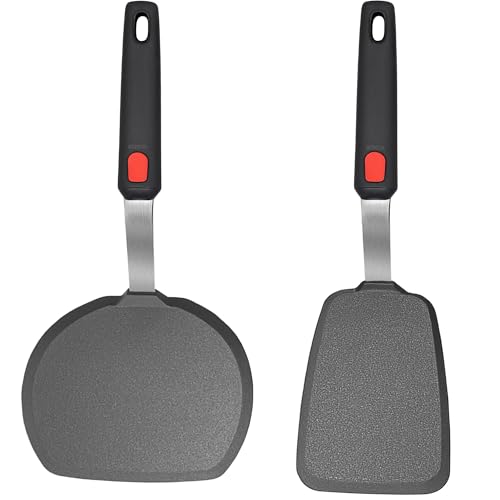 Silicone Pancake Spatula Turner Set of 2, 600°F Heat