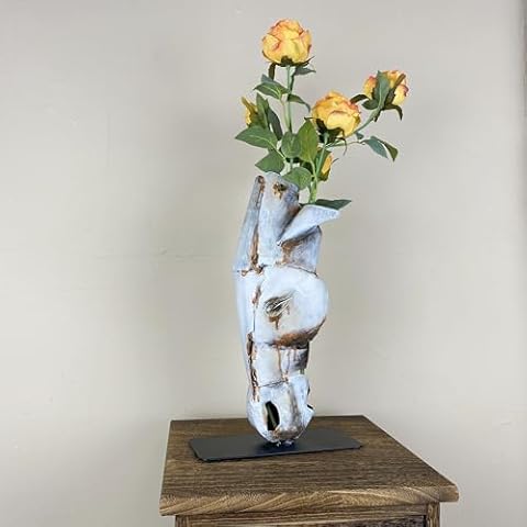 SunBlogs Art Metal Horse Head Statue - 100% Handmade and Hand Painted Horse Sculpture - Unique Rustic Home Decor Suitable for Home, Office (White) Cover