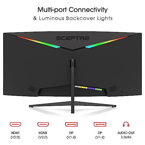 Prime Sceptre 34-Inch Curved Ultrawide WQHD Monitor 3440 x 1440 R1500 up to 165Hz DisplayPort x2 99% sRGB 1ms Picture by Picture, Machine Black 2023 (C345B-QUT168) - Image 5