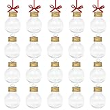 Neikafan 20 Piezas Bola Transparente para Rellenar Gigante de Plástico Rellenable Bola Navidad Foto con Cinta de Raso Rojo Fina Deco para Regalar al Árbol de Navidad Acrílico Bolas