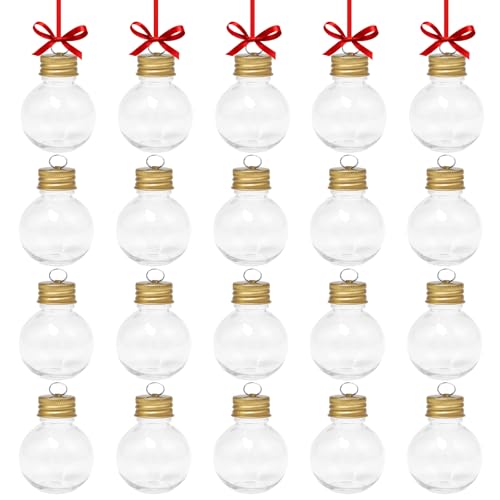 Neikafan Boules de Noel à Garnir 20 Pièces Boule Plastique Ouverte à Remplir