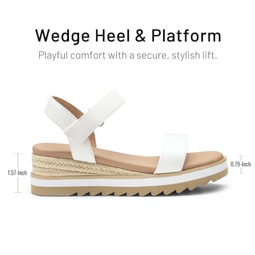 Image of Athlefit Girls Platform Wedge Sandals Open Toe Espadrille Sandals Ankle Strap Summer Dress Shoes for Toddler Little Big Kid
