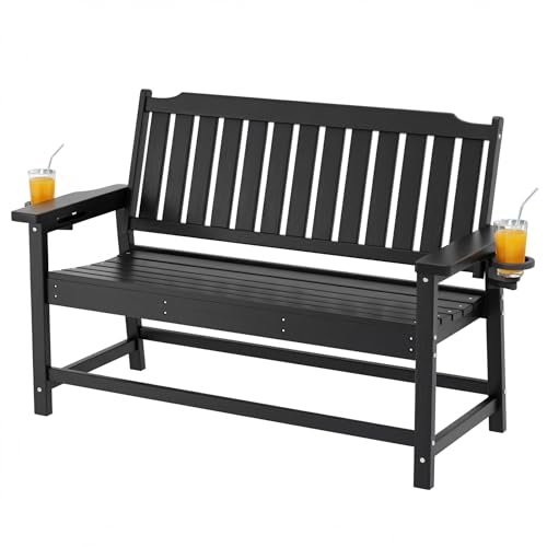 WELYAS HDPE Bench with Rotating Cup Holders