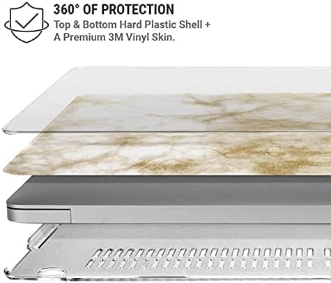 Skinit Case + Skin Compatible with MacBook Air 13in M1 (2021) Originally Designed Gold and White Marble Design